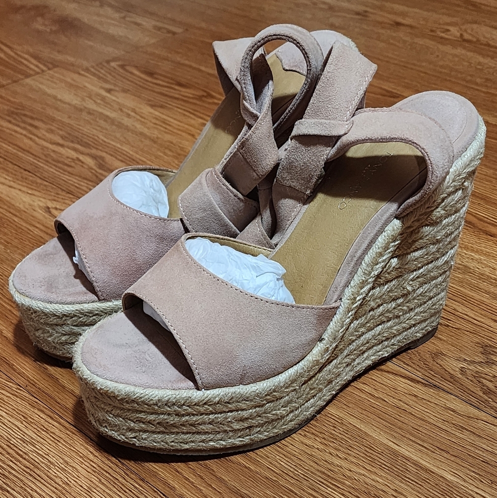 Blush Kid Suede Wedges Tony Bianco Style- Barca - Picture 3 of 6
